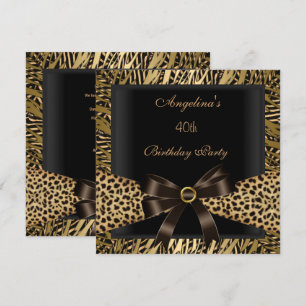 Invitación Fiesta de cumpleaños número 40 Leopardo dorado Mar