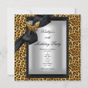 Invitación Fiesta de cumpleaños número 40 Leopardo Mariposa n