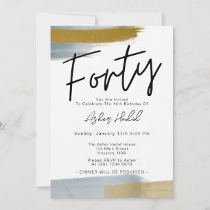 Invitación Fiesta de cumpleaños número 40 moderna y elegante