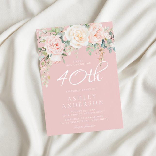 Invitación Fiesta de cumpleaños número 40 mujeres de Rubor y  (Subido por el creador)