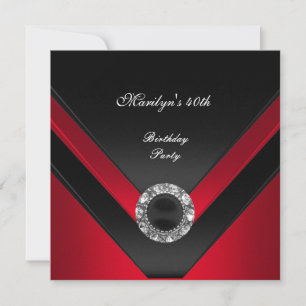 Invitación Fiesta de cumpleaños número 40 negra joya de diam
