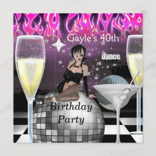 Invitación Fiesta de cumpleaños número 40 para chicas, champá