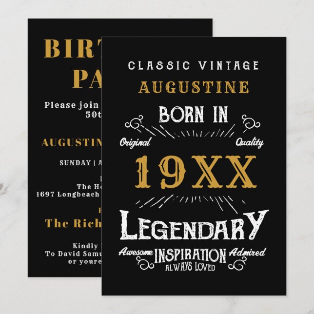 Invitación Fiesta de cumpleaños número 40 personalizado (Anverso / Reverso)