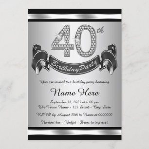 Invitación Fiesta de cumpleaños número 40 plateada