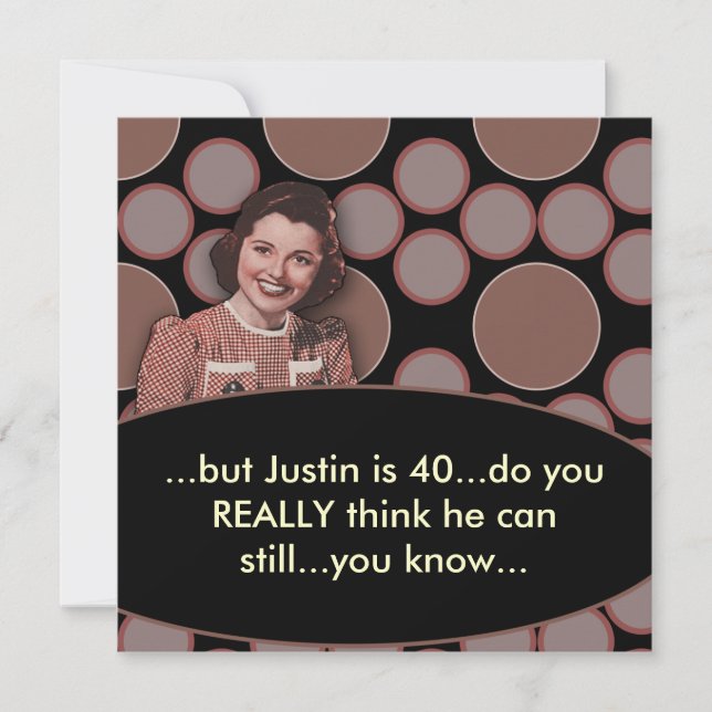 Invitación Fiesta de cumpleaños número 40 retro para hombre (Anverso)