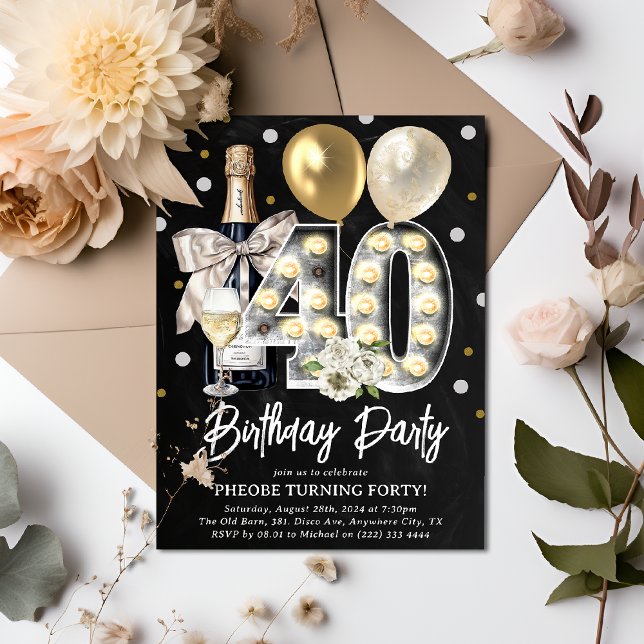 Invitación Fiesta de cumpleaños número 40 rústica para adulto (Subido por el creador)