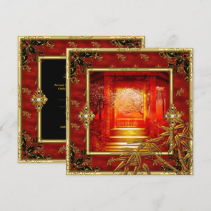 Invitación Fiesta de cumpleaños número 40 vista asiática bamb