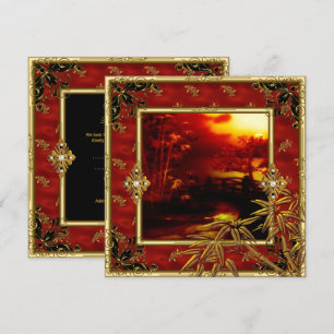 Invitación Fiesta de cumpleaños número 40 vista asiática oro 