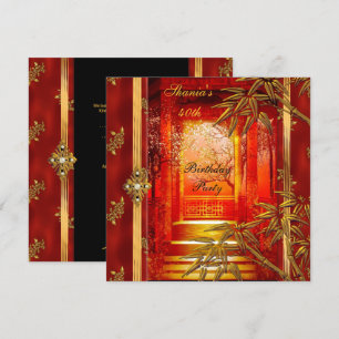 Invitación Fiesta de cumpleaños número 40 vista asiática oro 