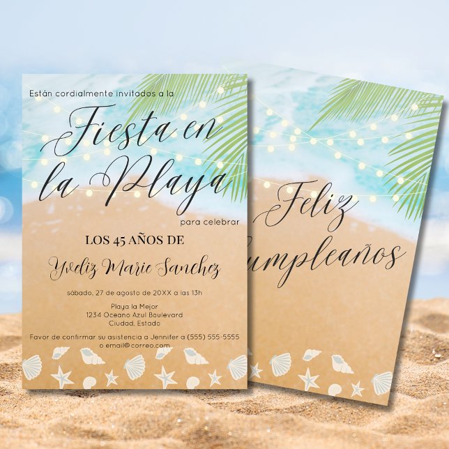 Invitación Fiesta de Cumpleaños número 45 con tema de Playa d (Subido por el creador)
