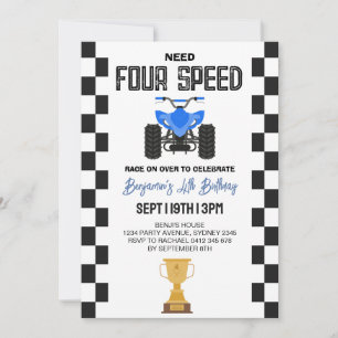 Invitación Fiesta de cumpleaños número 4 de cuatrimoto ATV
