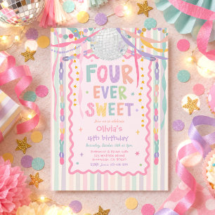 Invitación Fiesta de cumpleaños número 4 de Four Ever Sweet W
