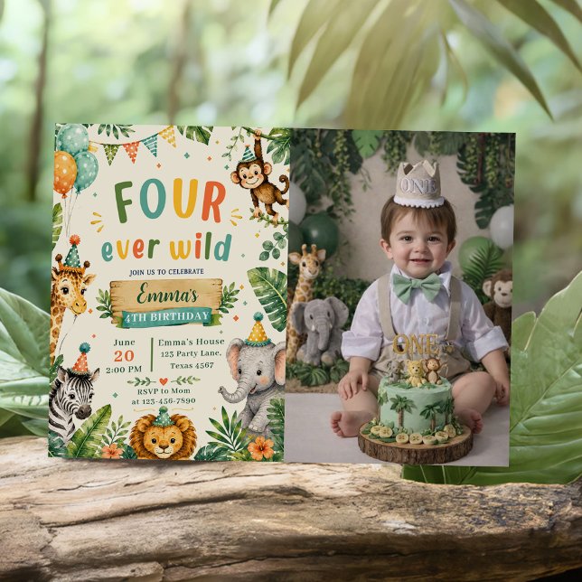 Invitación Fiesta de cumpleaños número 4 de Four Ever Wild (Subido por el creador)