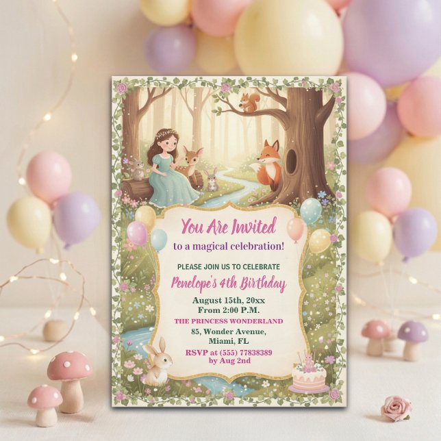 Invitación Fiesta de cumpleaños número 4 de la princesa con a (Subido por el creador)