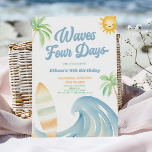 Invitación Fiesta de Cumpleaños Número 4 de Waves Four Days P
