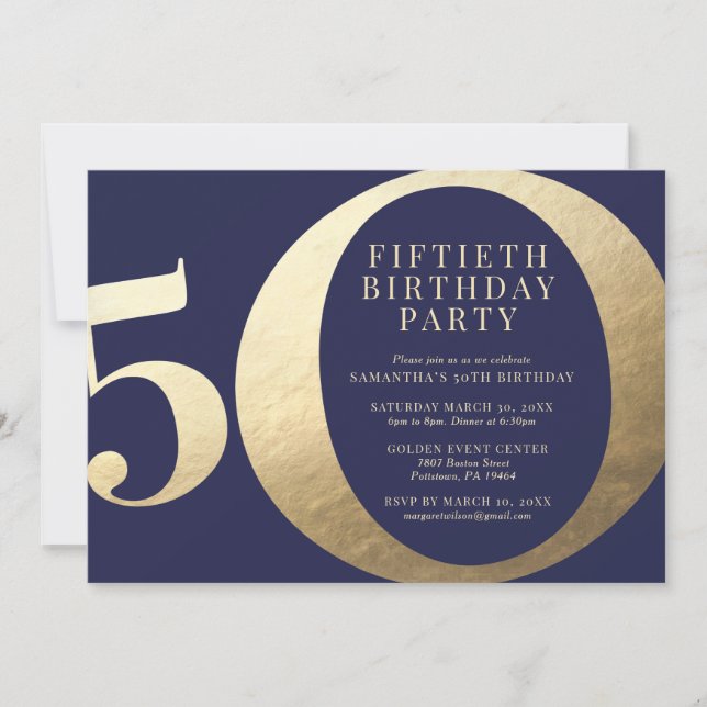 Invitación Fiesta de cumpleaños número 50 (Anverso)