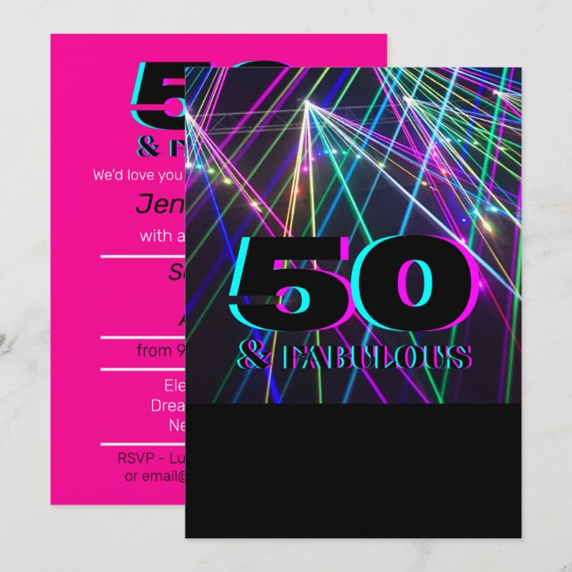 Invitación Fiesta de cumpleaños número 50 (Anverso / Reverso)