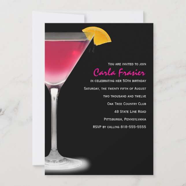 Invitación Fiesta de cumpleaños número 50 (Anverso)