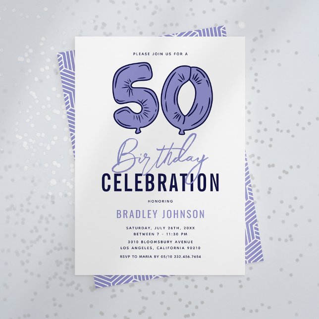 Invitación Fiesta de cumpleaños número 50 azul (Subido por el creador)