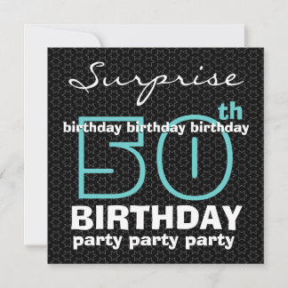 Invitación Fiesta de cumpleaños número 50 Blue Black Stars F5