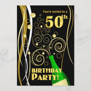 Invitación Fiesta de cumpleaños número 50 - Champán divertido