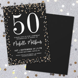 Invitación Fiesta de Cumpleaños número 50 con Brillo de Oro N