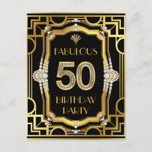 Invitación Fiesta de cumpleaños número 50 con glamour de la v
