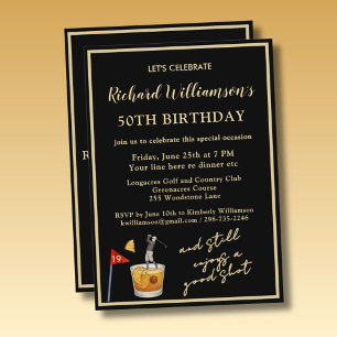 Invitación Fiesta de cumpleaños número 50 con humor de golf m