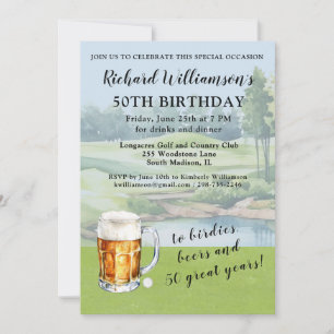 Invitación Fiesta de cumpleaños número 50 con humor de golf m