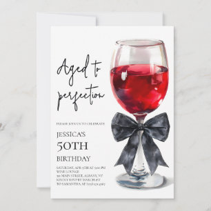 Invitación Fiesta de cumpleaños número 50 con lazo de vino en