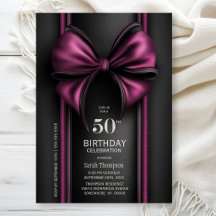Fiesta de cumpleaños número 50 con lazo rosa elega