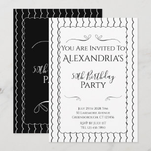 Invitación Fiesta de cumpleaños número 50 con líneas ondulada