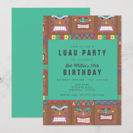 Invitación Fiesta de cumpleaños número 50 con máscara Tiki Lu