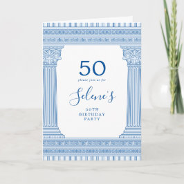 Invitación Fiesta de cumpleaños número 50 con templo griego d