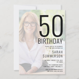 Invitación Fiesta de cumpleaños número 50 con tipografía mode