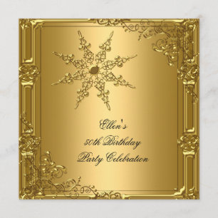 Invitación Fiesta de cumpleaños número 50 copo de nieve dorad
