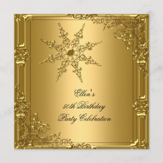 Invitación Fiesta de cumpleaños número 50 copo de nieve dorad