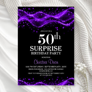 Invitación Fiesta de cumpleaños número 50 de Black and Purple