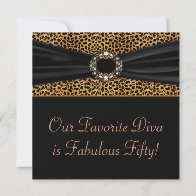Invitación Fiesta de cumpleaños número 50 de Diva Leopardo Mu (Anverso)
