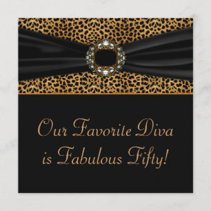 Invitación Fiesta de cumpleaños número 50 de Diva Leopardo Mu