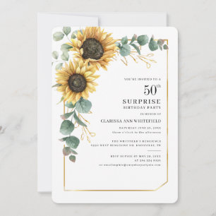 Invitación Fiesta de cumpleaños número 50 de girasol Eucalipt