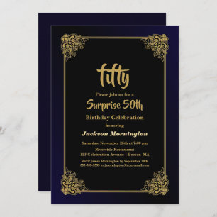 Invitación Fiesta de cumpleaños número 50 de Gold Border Surp
