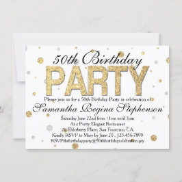 Invitación Fiesta de cumpleaños número 50 de Gold Sparkle Con