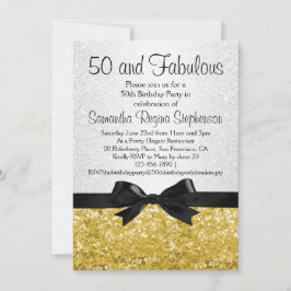 Invitación Fiesta de cumpleaños número 50 de Gold Sparkle-loo