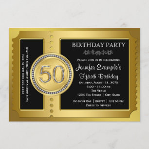 Invitación Fiesta de Cumpleaños número 50 de Golden Ticket