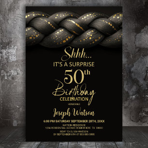 Invitación Fiesta de cumpleaños número 50 de Gray Gold Braid