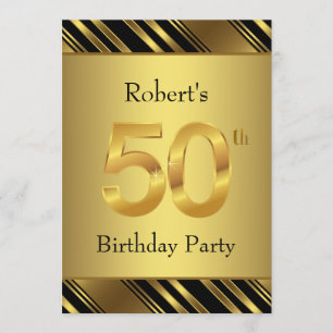 Invitación Fiesta de cumpleaños número 50 de hombre negro y d