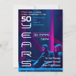 Invitación Fiesta de cumpleaños número 50 de House Music de l