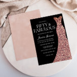 Invitación Fiesta de cumpleaños número 50 de la estrella de o<br><div class="desc">Rosa Dorado Sparkle Vestido Negro 50 cumpleaños fiesta de invitación - 50 y fabulosas mujeres 50 cumpleaños fiesta de variantes a la invitación y artículos coincidentes en nuestra tienda</div>