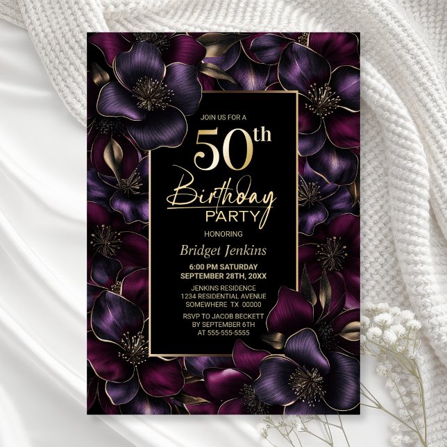 Invitación Fiesta de cumpleaños número 50 de la Flora Púrpura (Subido por el creador)